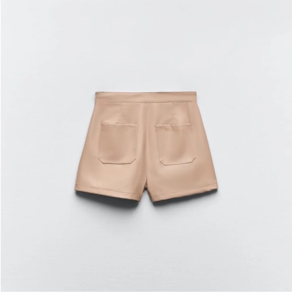 Zara Beige Faux Leather Skort